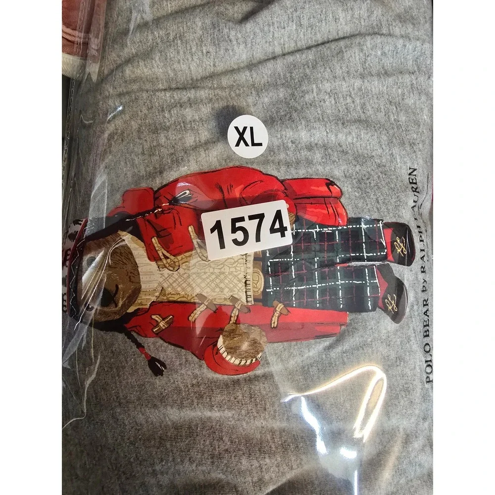 Polo Ralph Lauren Mens Polo Bear‎ Long Sleeve T-Shirt Heather Grey XL